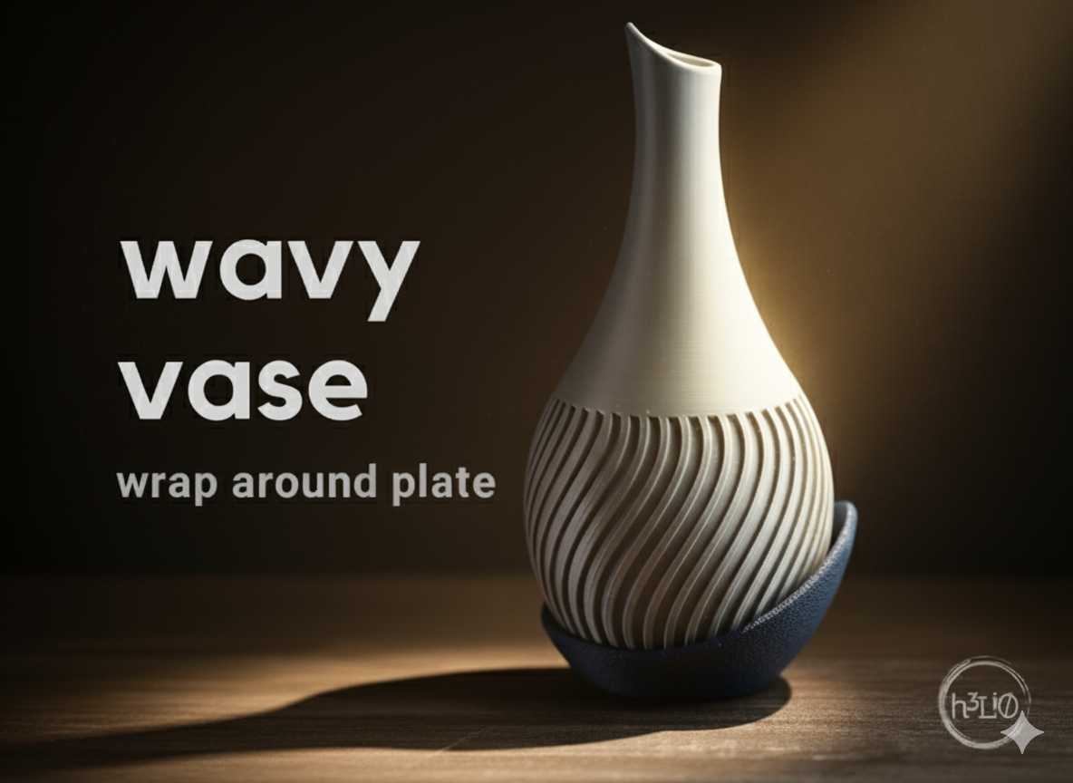 Wavy Vase with Wrap Around Plate – Elegant & Functional Floral Display