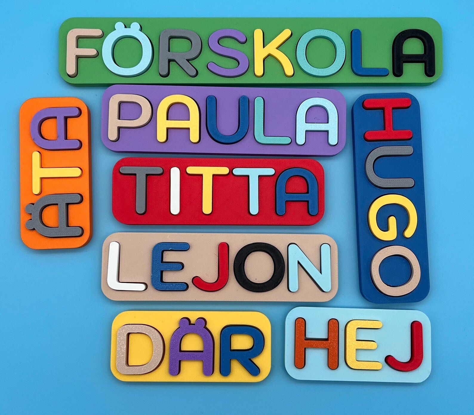 Personalized 3D-Printed Name Puzzles for Toddlers & Kids – Custom Color Options