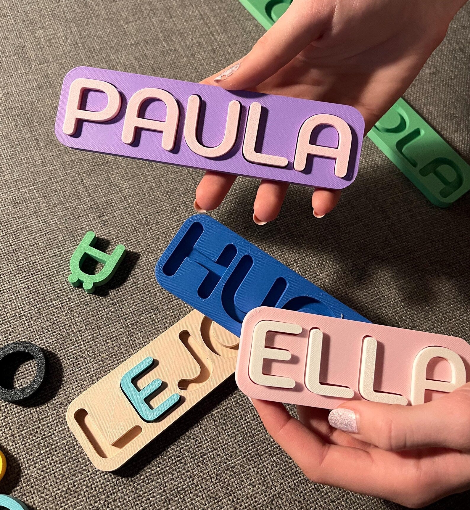 Personalized 3D-Printed Name Puzzles for Toddlers & Kids – Custom Color Options