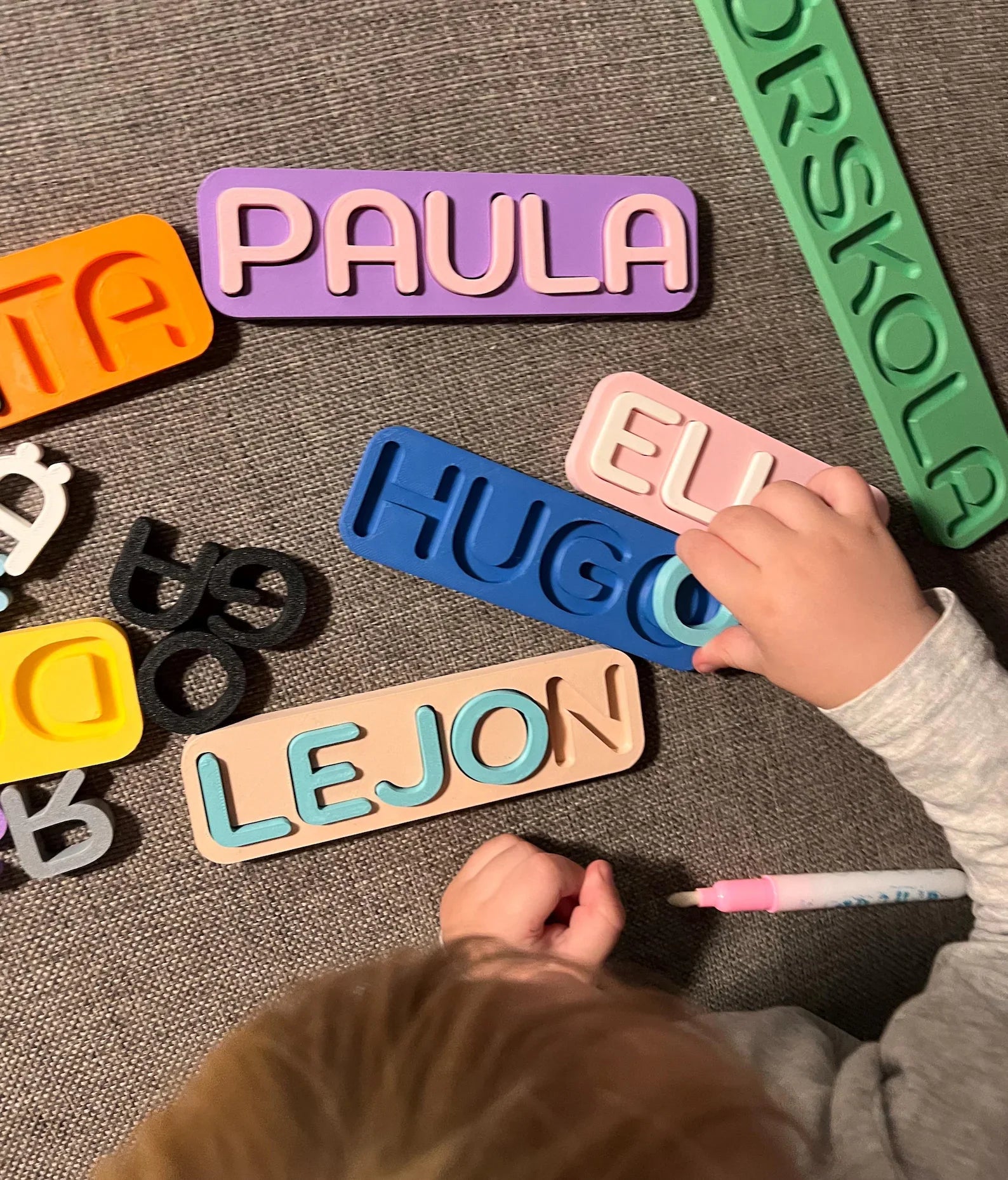 Personalized 3D-Printed Name Puzzles for Toddlers & Kids – Custom Color Options
