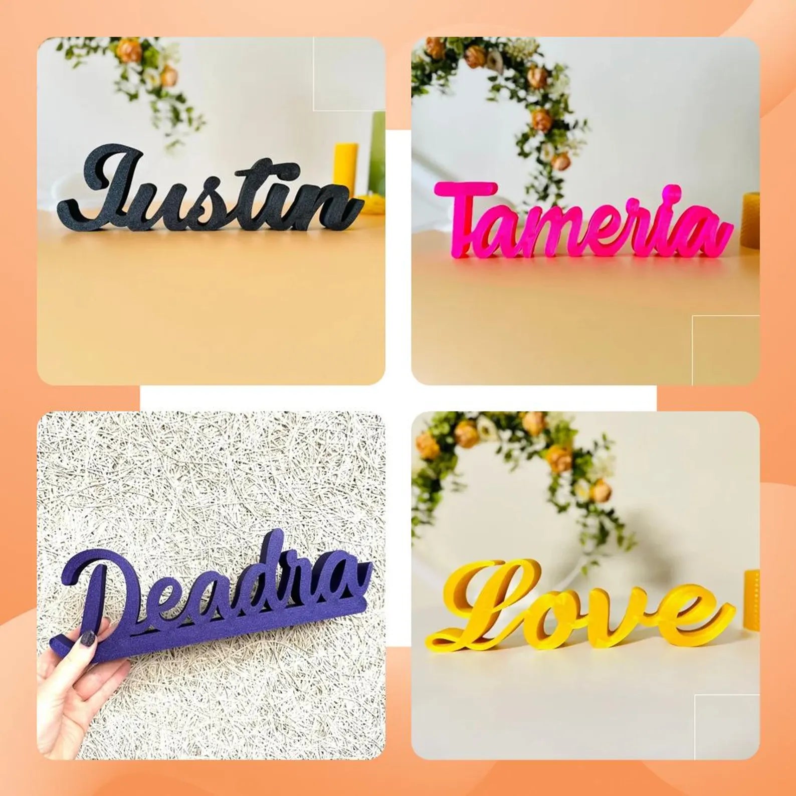 Personalized 3D Printed Freestanding Name Sign - Custom Desk Nameplate, Kids Room & Bedroom Decor, Nursery Shelf Name Plaque