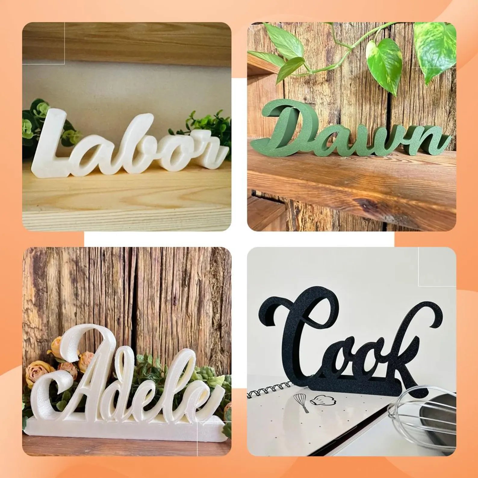Personalized 3D Printed Freestanding Name Sign - Custom Desk Nameplate, Kids Room & Bedroom Decor, Nursery Shelf Name Plaque