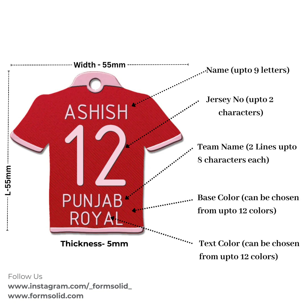 Custom Jersey Name Tag Keychain – Personalized Mini Charm for Sports Fans