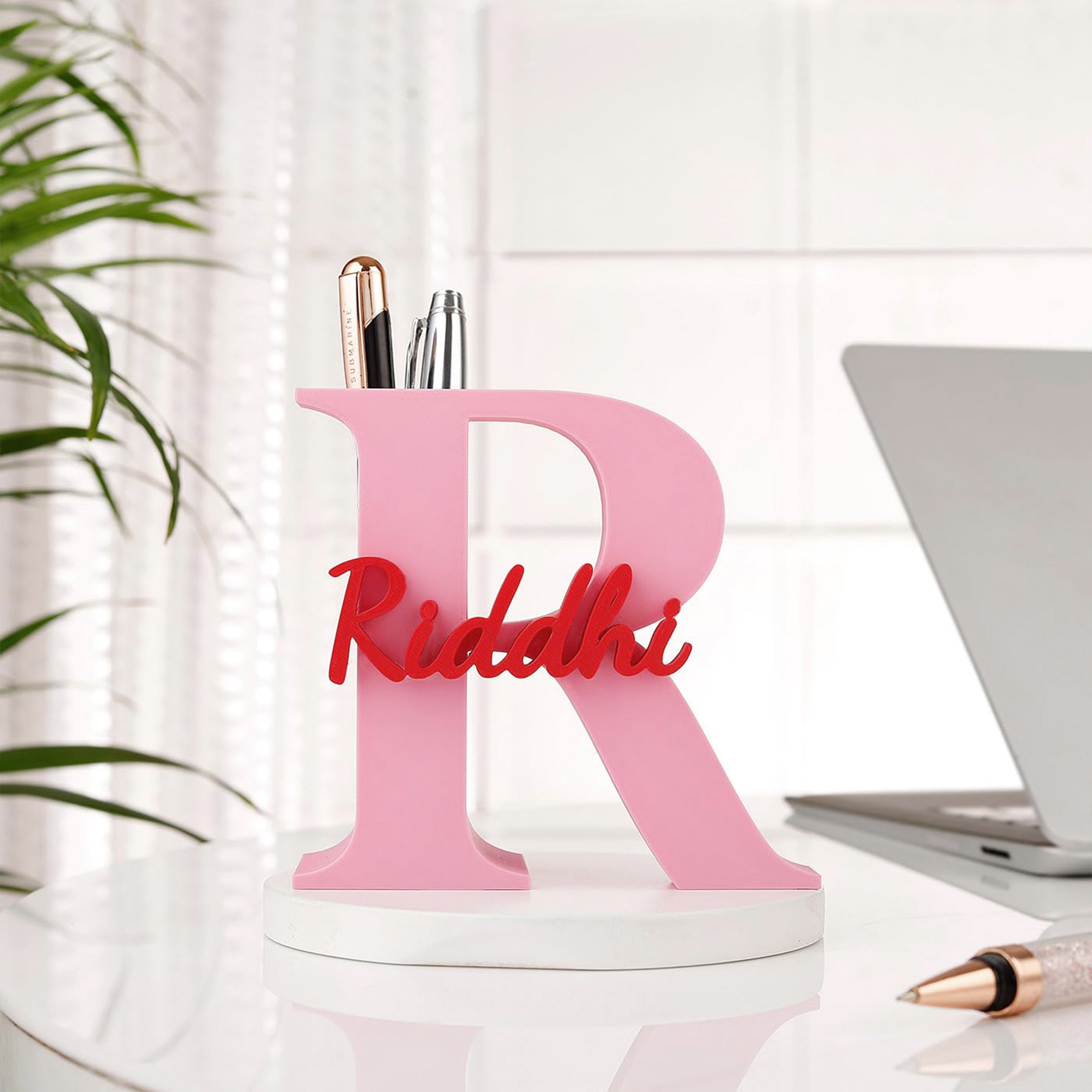 Custom 3D Initial & Name Pen Stand – Personalized Desk Organizer