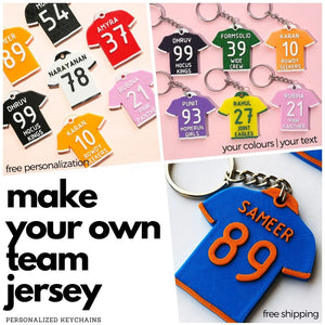 Custom Jersey Name Tag Keychain – Personalized Mini Charm for Sports Fans