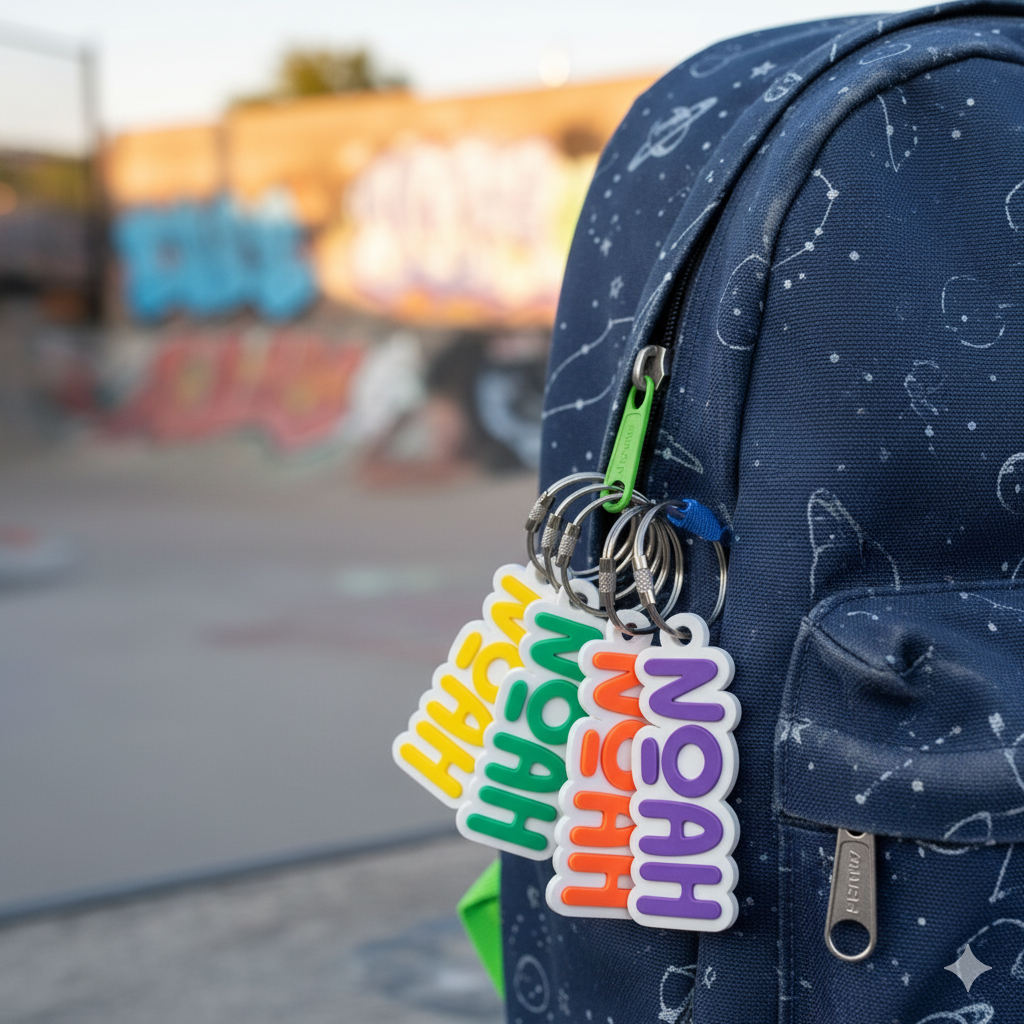 Personalized Backpack Name Keychain, Custom Bag Tag Keychain, Kids Name Tags, Diaper Bag Tags, Lunch Box Keychain - Back to School Gifts