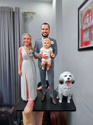 Custom 3D Printed Figurine from Photo – Personalized Family, Couple, Kids, Pets & Friends Gift