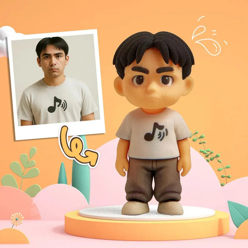 Custom Cartoon 3D Figurine from Photo – Personalized Miniature for Family, Couples, Kids, Pets & Friends