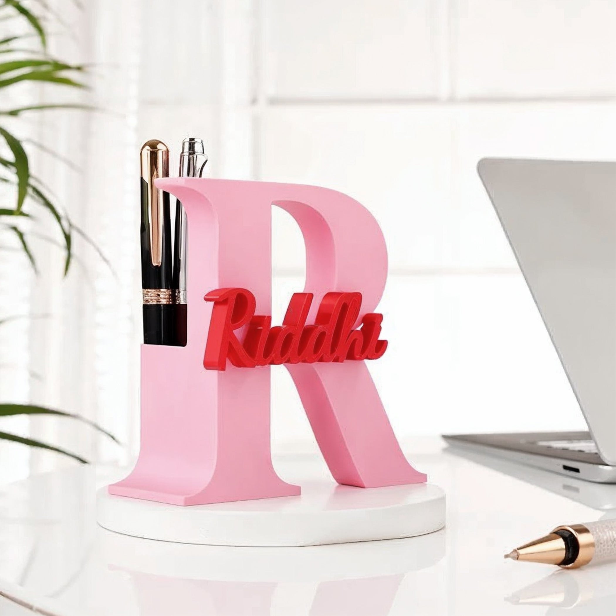 Custom 3D Initial & Name Pen Stand – Personalized Desk Organizer