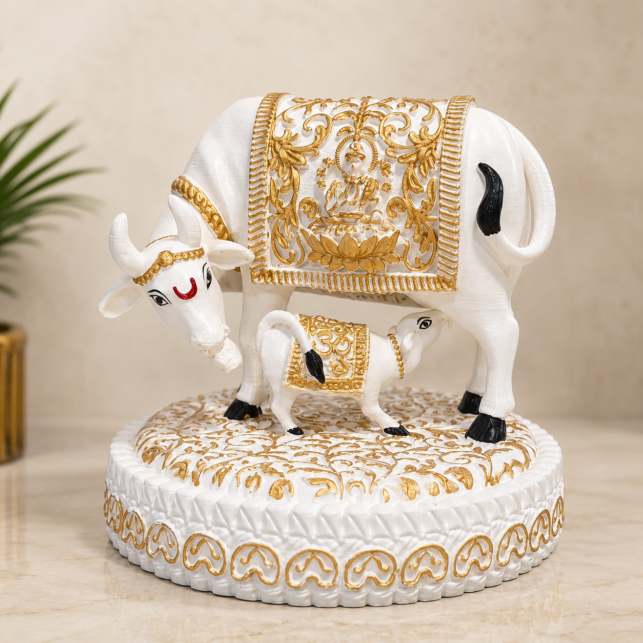 Divine Kamdhenu Cow with Calf Idol – Premium Spiritual Home Decor